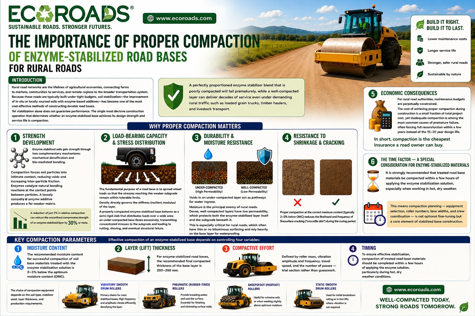 Proper compaction in soil stabilization of rural road bases